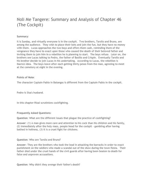 Noli Me Tangere: Summary and Analysis of Chapter 46 (The .